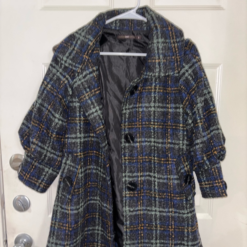 Plaid Wool-Blend Coat